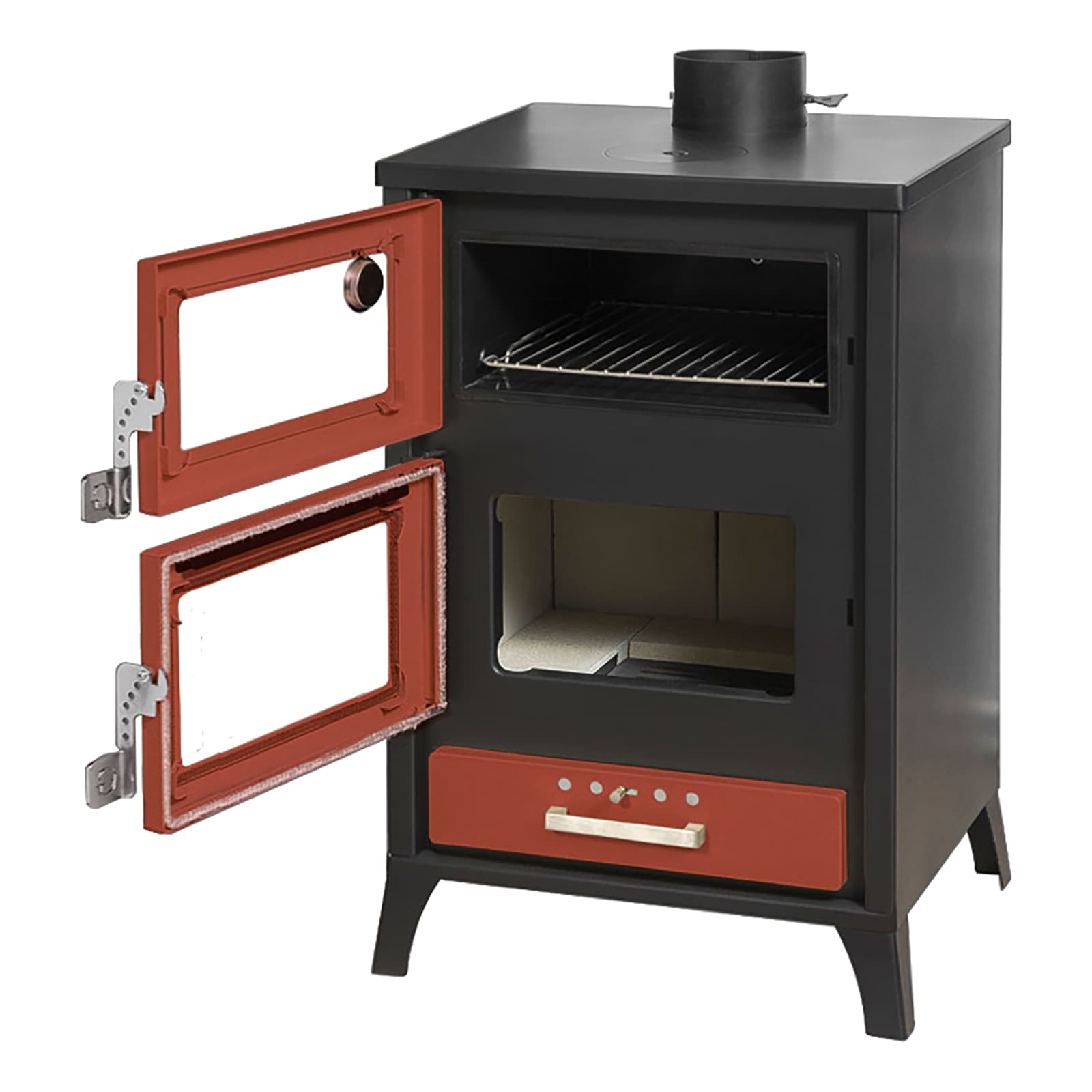 Stufa A Legna Con Forno Marika Rossa 22 Kw L50,5xp58,5xh91,5 - Etna Pellet  Di Casoria Antonio