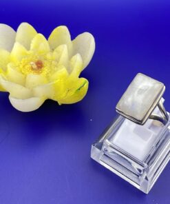 Alternative view of Anello Pietra Labradorite Bianca In Argento ms. 17,5