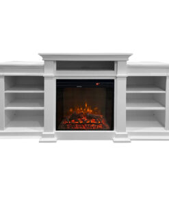 Camino elettrico caminetto da terra BIDEN in legno Bianco L179 x P48 x H85