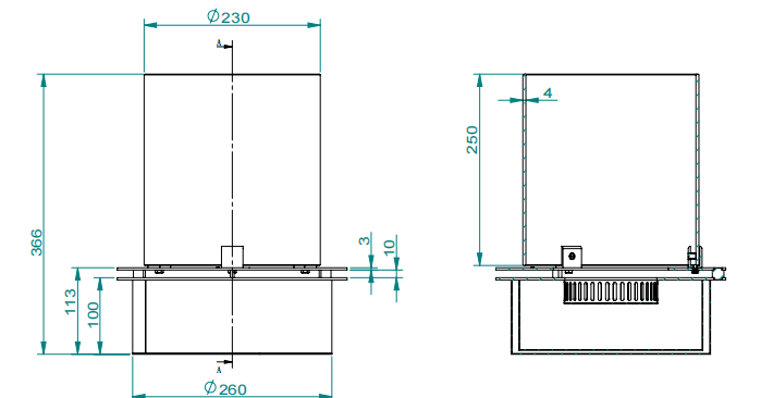 Bruciatore tondo con vetro per camino a bioetanolo biocamino inox 3 lt d.30 - immagine 4