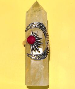 Anello Sole Luna con Rubinite in Argento Mis. 20 poco regolabile - immagine 3