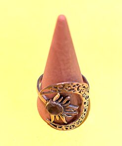 Anello sole luna in argento con labradorite Mis. 24 poco regolabile