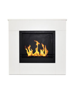 Camino a bioetanolo da terra in legno bianco Made in Italy Michelangelo 96x36x90h