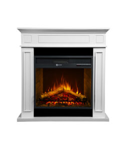 Camino elettrico caminetto da terra JEFFERSON in legno Bianco L 89,5 x H90,5 x P28