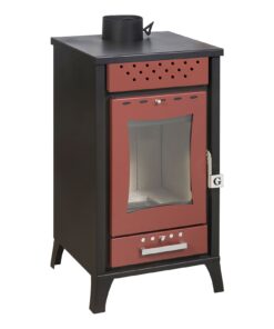 Stufa A Legna Olga Rossa potenza 15 Kw L45,5xp48,5xh91
