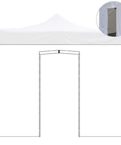 Telo laterale 4,5x2mt bianco impermeabile con porta avvolgibile per gazebo richiudibile MARKET