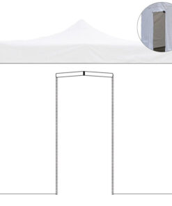 Telo laterale 6x2mt bianco impermeabile con porta avvolgibile per gazebo richiudibile MARKET