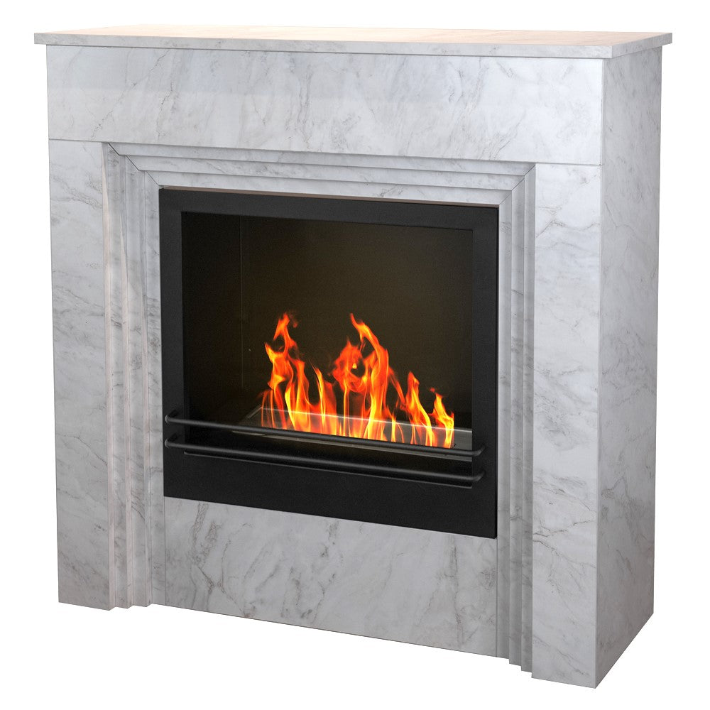Camino a bioetanolo da terra BELLINI in legno effetto Marmo Bianco Made in Italy L96 x P35 x H96 - immagine 3