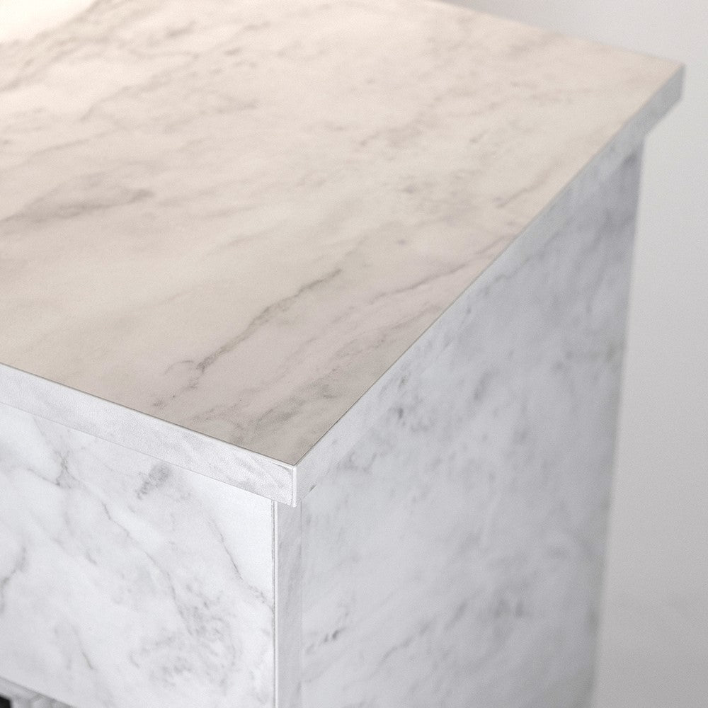 Camino a bioetanolo da terra BELLINI in legno effetto Marmo Bianco Made in Italy L96 x P35 x H96 - immagine 5