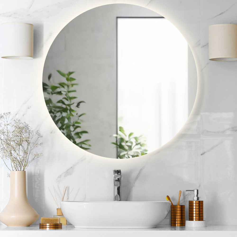 Specchio da parete rotondo dorato, specchio rustico da 70 cm per bagno, ingresso, sala da pranzo e soggiorno, specchio circolare in metallo da parete, specchio cosmetico, grande specchio decorativo