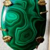 Anello In Malachite Argento 925 Placato Oro