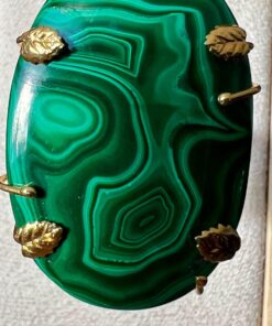 Anello In Malachite Argento 925 Placato Oro