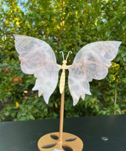 Farfalla con Piedistallo in Quarzo Rosa