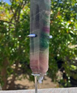 Bitermonato in fluorite su supporto in acciaio peso gr 587 alto cm 21