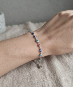 Alternative view of Bracciale in acciaio con occhio turco di vari colori