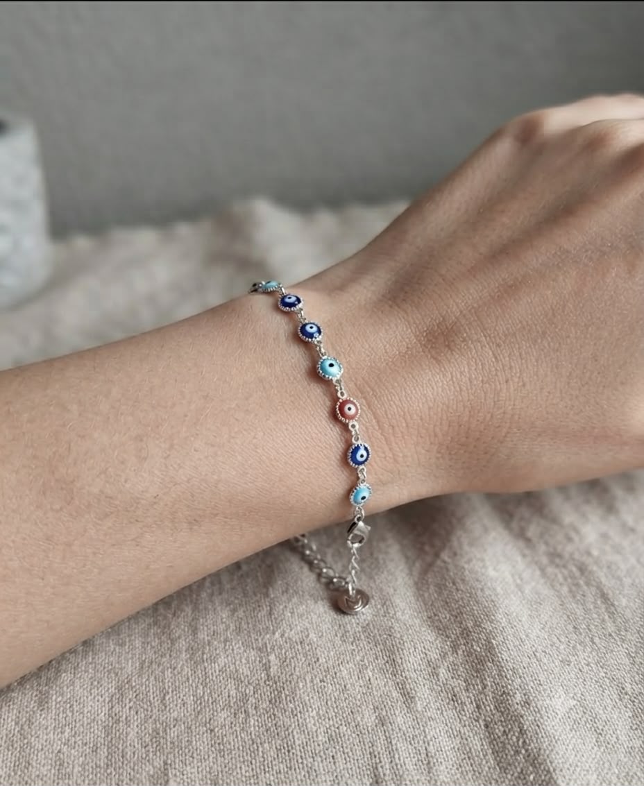 Bracciale in acciaio con occhio turco di vari colori - immagine 2