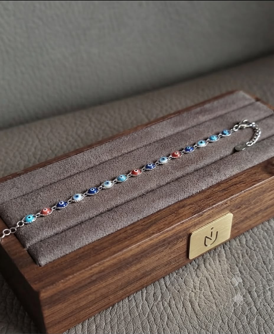 Bracciale in acciaio con occhio turco di vari colori