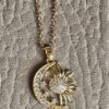 Collana in acciaio placcato oro Sole e Luna