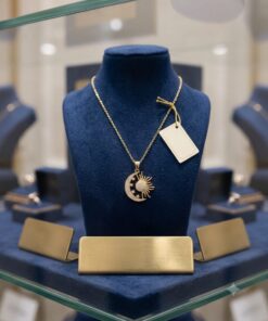 Collana in acciaio placcato oro Sole e Luna - immagine 3