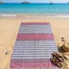 Telo mare in cotone indiano cm 180x100  a righe colore fucsia e grigio