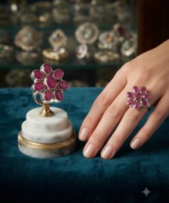 Anello in Argento Fiore con Rubinite mis 16,5