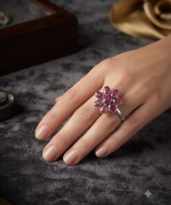 Anello in Argento Fiore con Rubinite mis 16,5 - immagine 3