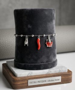 Alternative view of Bracciale Acciaio Ciondoli Coccinella Corno Rosso Corna