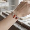 Bracciale Acciaio Ciondoli Coccinella Corno Rosso Corna