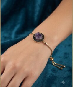 Bracciale Acciaio Placcato Oro con Clips Ametista