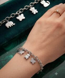 Bracciale Acciaio Simboli Elefante Gatto Cane Orso impronta