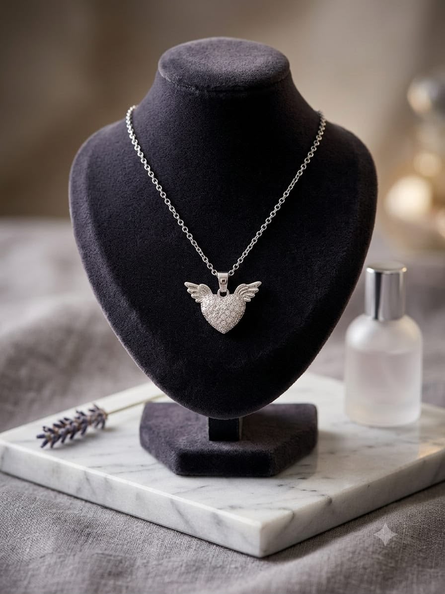 Collana Acciaii Ali Angelo Cuire Zirconi Cubici