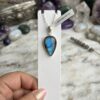 Collana con ciondolo in labradorite argento e collana in acciaio