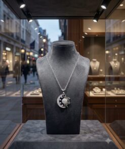 Alternative view of Collana in Acciaio con Sole e Luna e Zirconi Cubici