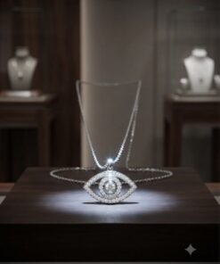 Collana Acciaio Occhio Turco Zirconi Cubici