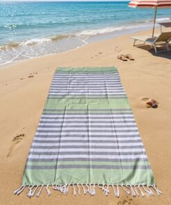 Telo mare in cotone indiano cm 180x100 € 10,00 a righe colore verde e grigio