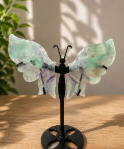 Farfalla Fluorite base metallo nero H cm 14