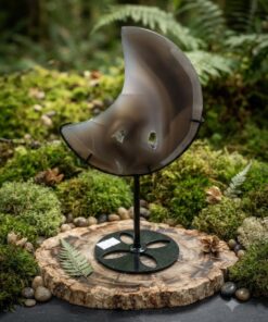 Luna Agata con Drusa Ametista Stand Metallo Nero  H 21 - immagine 3