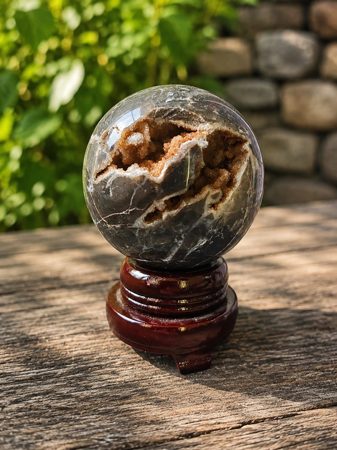Sfera Agata con Geode composta da Sfalarite gr 619 dm 7,7 € 89 - immagine 3
