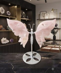 Farfalla Ametista Rosa Base Metallo Argentato H 20
