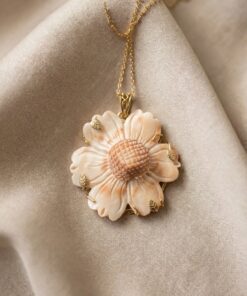 Cameo a Fiore collana acciaio dorato - immagine 2