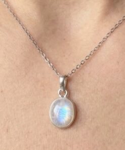 Alternative view of Labradorite Bianca ciondolo argento collana acciaio