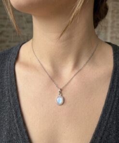 Labradorite Bianca ciondolo argento collana acciaio