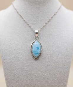 Alternative view of Larimar Ciondolo Argento collana acciaio