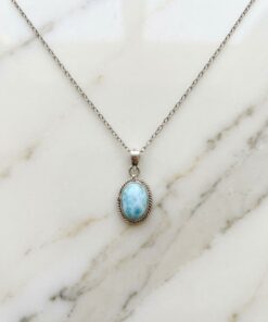 Alternative view of larimar ciondolo argento collana acciaio