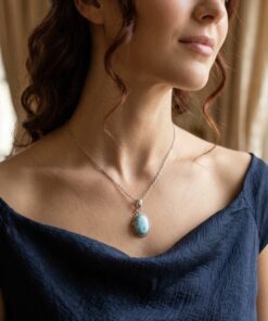 larimar ciondolo argento collana acciaio
