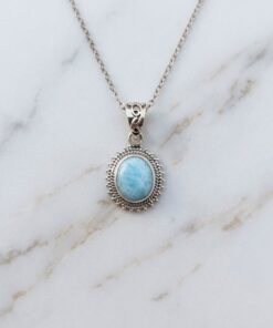 Larimar ciondolo argento collana acciaio - immagine 3