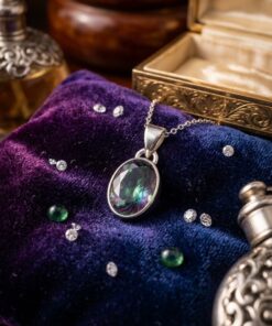 Alternative view of Topazio Mistico ciondolo in argento collana acciaio