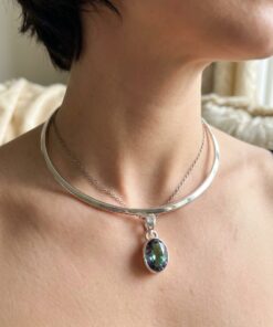 Topazio Mistico ciondolo in argento collana acciaio