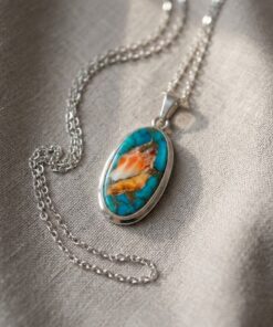 Turchese Oyster ciondolo Argento collana acciaio - immagine 2