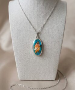 Turchese Oyster ciondolo Argento collana acciaio